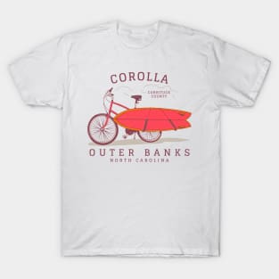 Corolla, NC Summer Vacation Bike and Surfboard T-Shirt